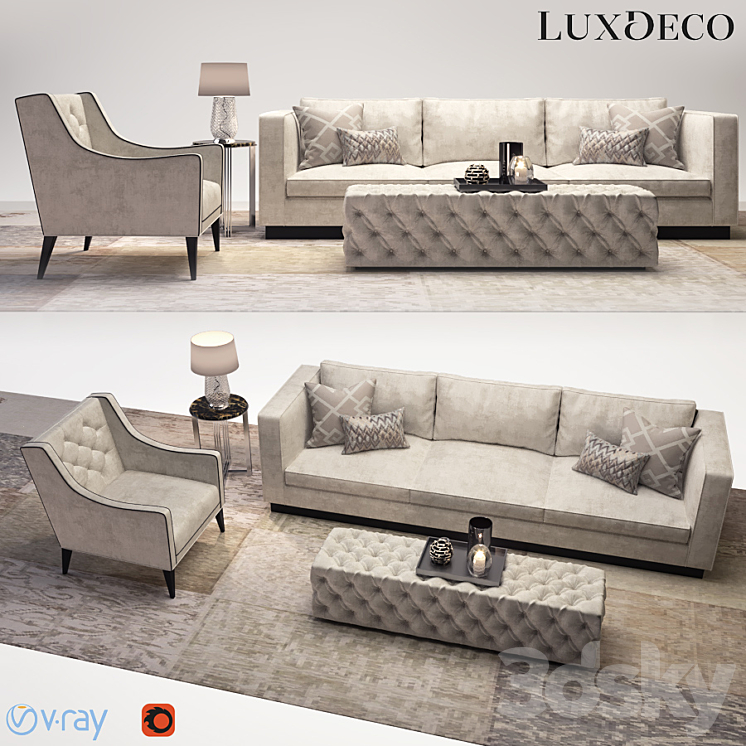 Luxdeco living room furniture set 3DS Max - thumbnail 1