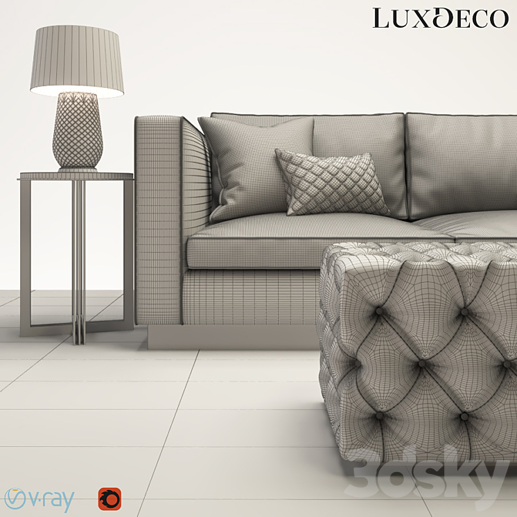 Luxdeco living room furniture set 3DS Max - thumbnail 2