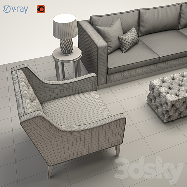 Luxdeco living room furniture set 3DS Max Model - thumbnail 3