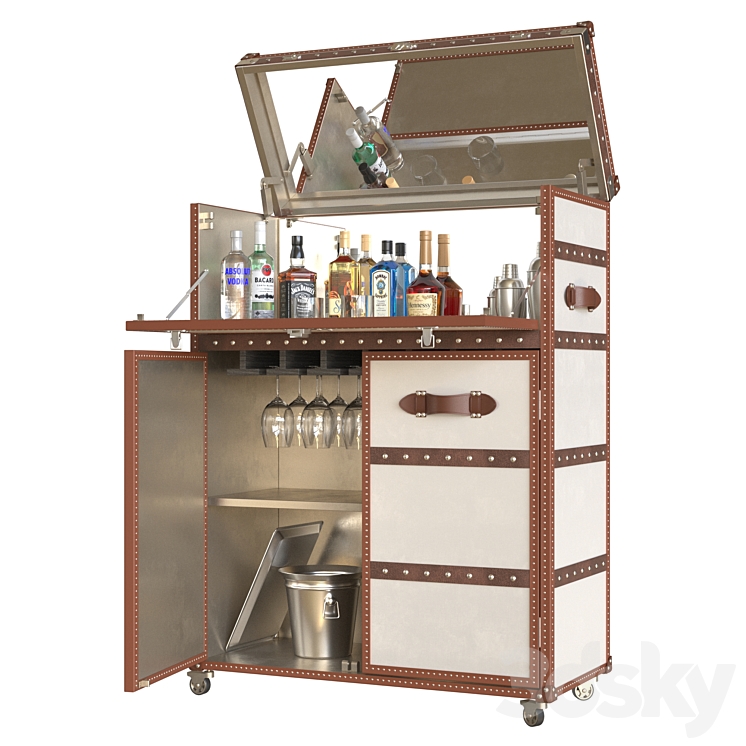 Mayfair bar cart 3DS Max Model - thumbnail 1