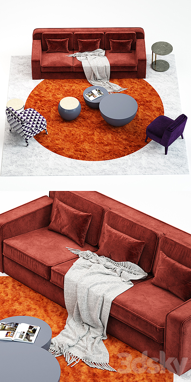 Meridiani hector sofas set 3DSMax File - thumbnail 2