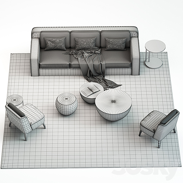 Meridiani hector sofas set 3DSMax File - thumbnail 3