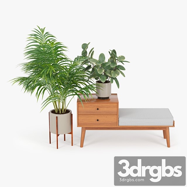 Mid century storage bench acorn 2 3dsmax Download - thumbnail 1