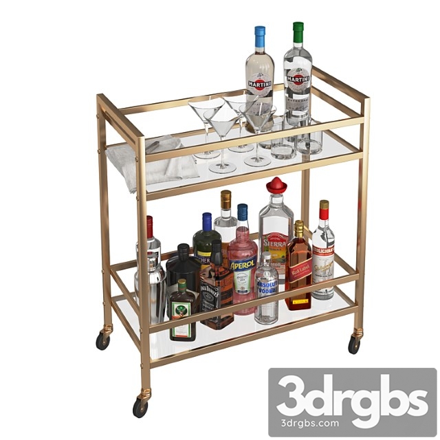 Mini Bar Beverage Table 1 3dsmax Download - thumbnail 1