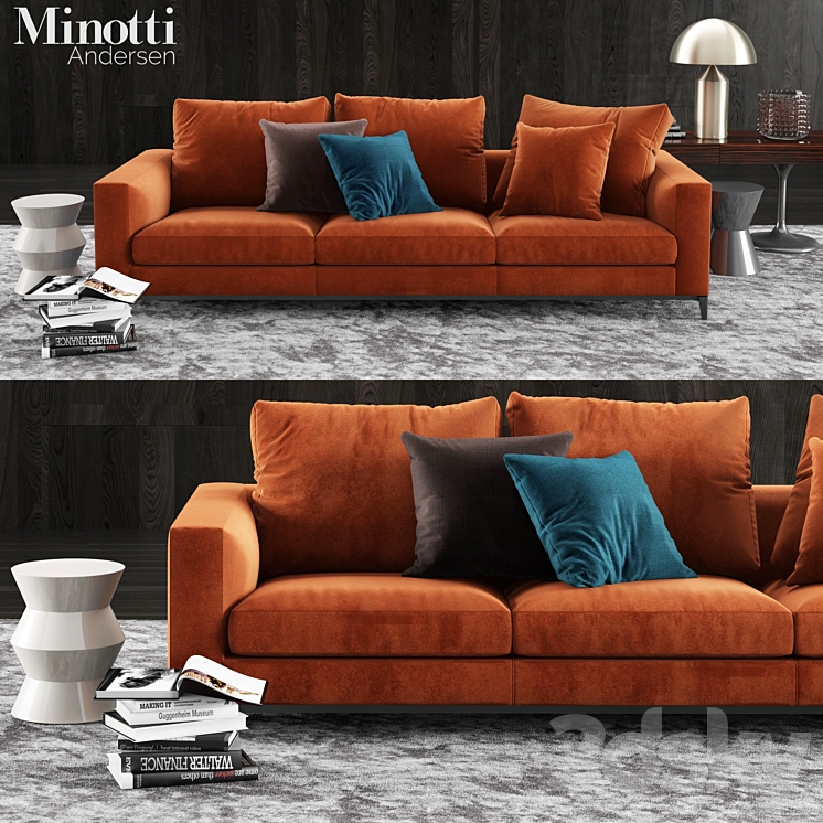 Minotti Andersen Sofa 3 3DS Max - thumbnail 1