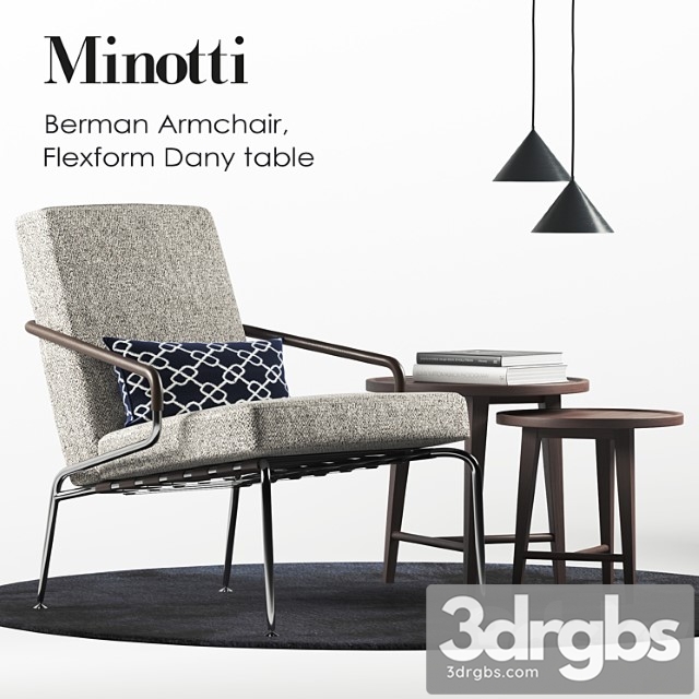 Minotti berman armchair set 2 3dsmax Download - thumbnail 1