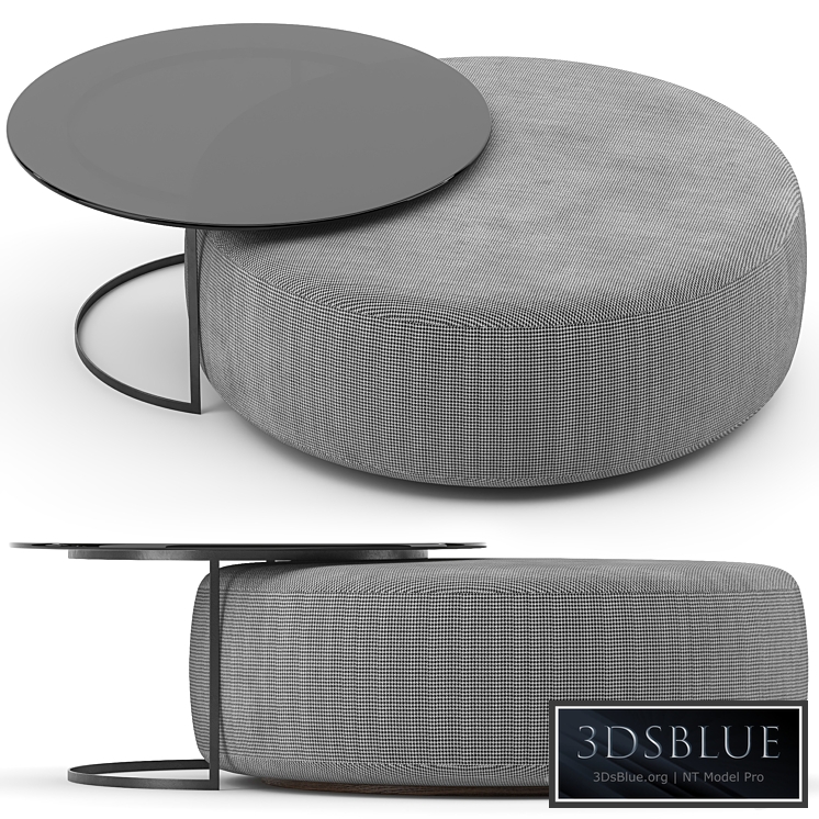 Minotti Davis pouf and table 3DS Max - thumbnail 3