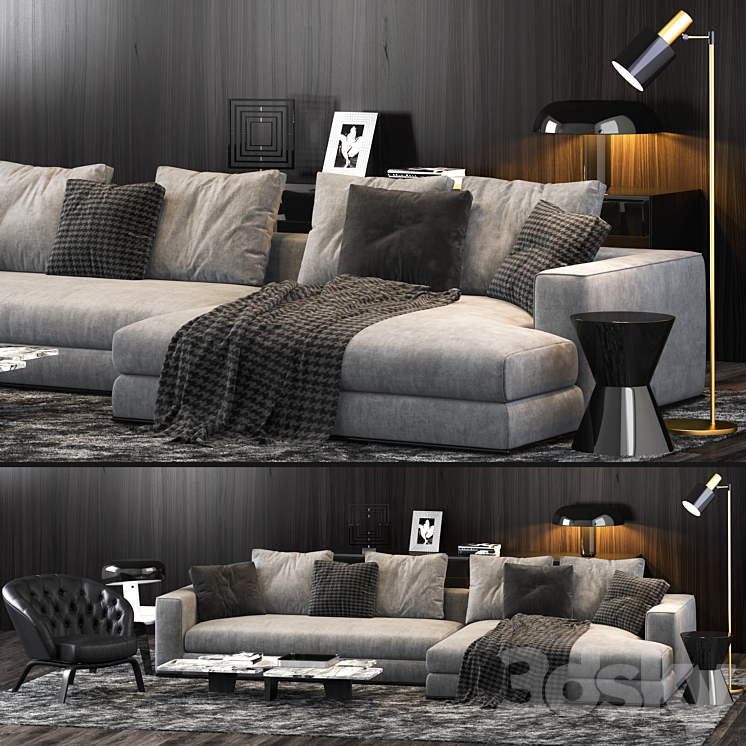 Minotti Hamilton Sofa 3DS Max - thumbnail 1