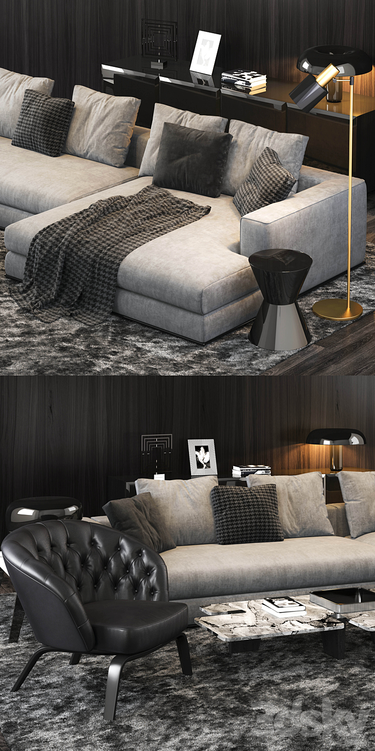 Minotti Hamilton Sofa 3DS Max - thumbnail 2