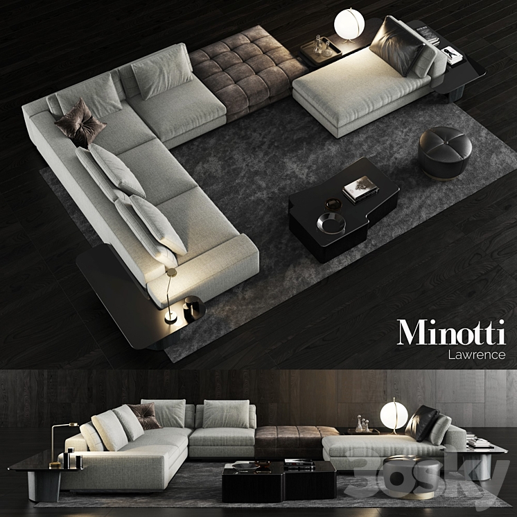 Minotti Lawrence Sofa 3 3DS Max - thumbnail 1