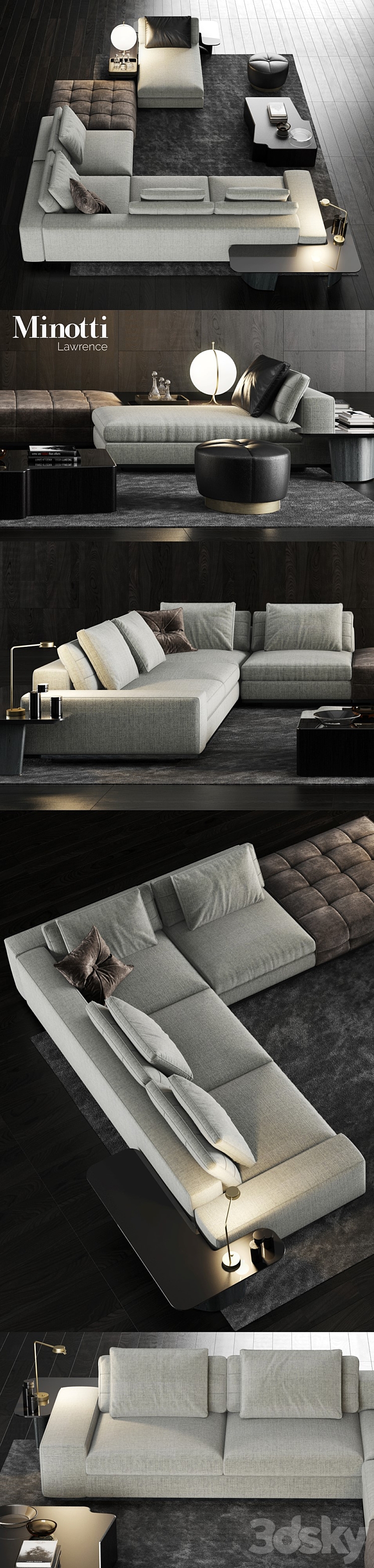 Minotti Lawrence Sofa 3 3DS Max - thumbnail 2