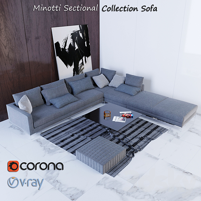 Minotti Sectional Collection Sofa 3DSMax File - thumbnail 2