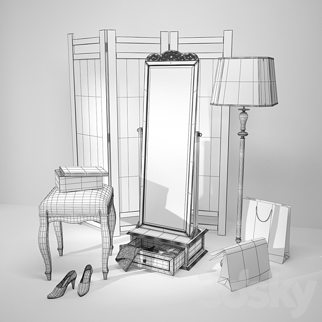 Mirror a floor lamp and a screen 3DS Max Model - thumbnail 2