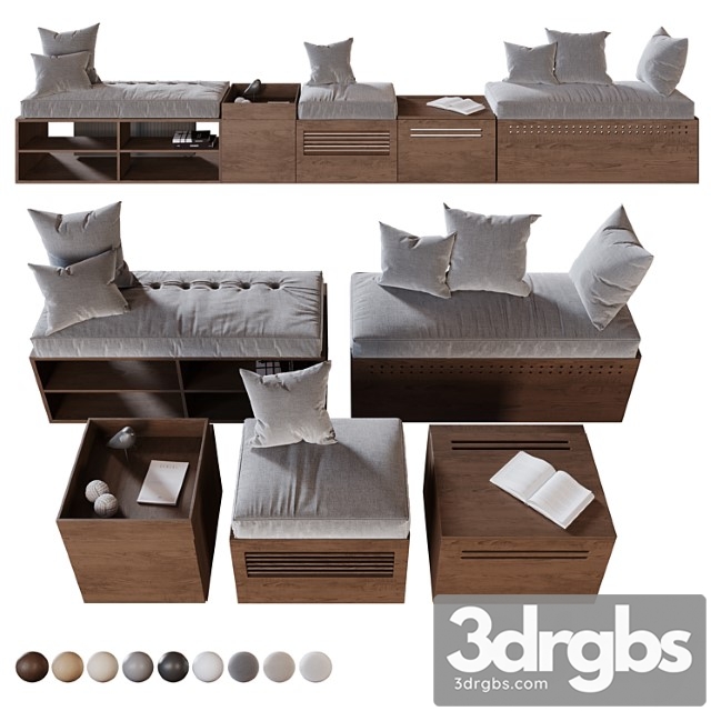 Modules And Window Seat Pillows Set 1 3dsmax Download - thumbnail 1