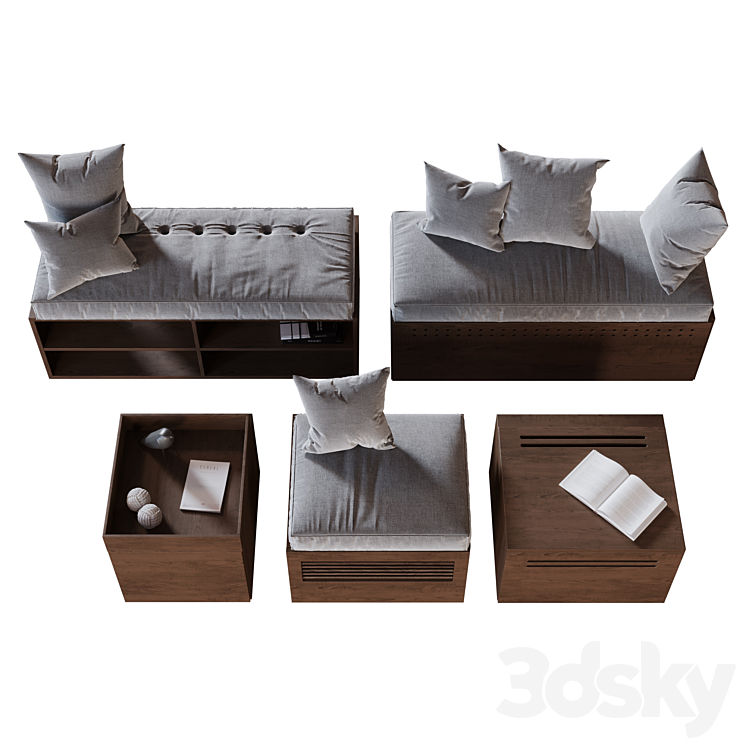 Modules and Window Seat Pillows set 3DS Max Model - thumbnail 2