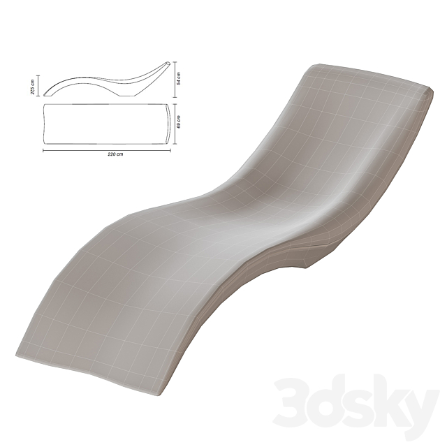 MYYOUR sun bed chaise longue CLOE 3DS Max Model - thumbnail 3