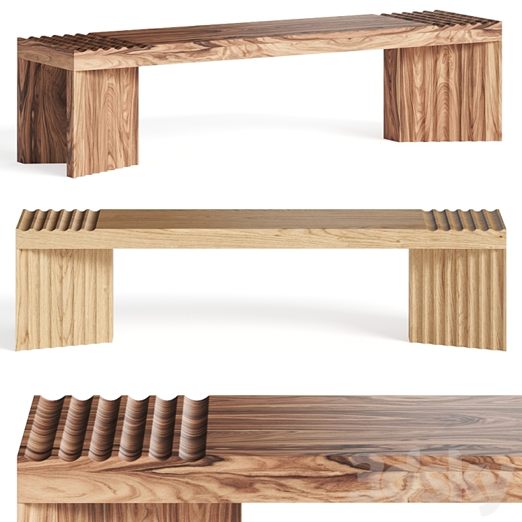 Okha Frequency Wooden Bench 3DS Max Model - thumbnail 3