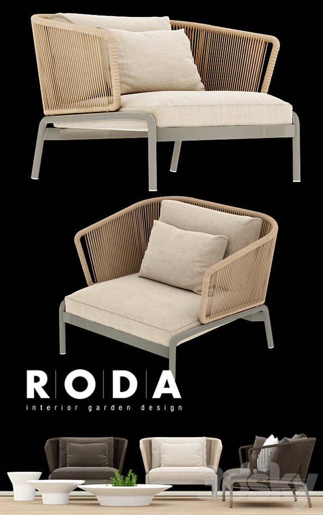 Outdoor furniture RODA SPOOL sofa 3DS Max Model - thumbnail 2