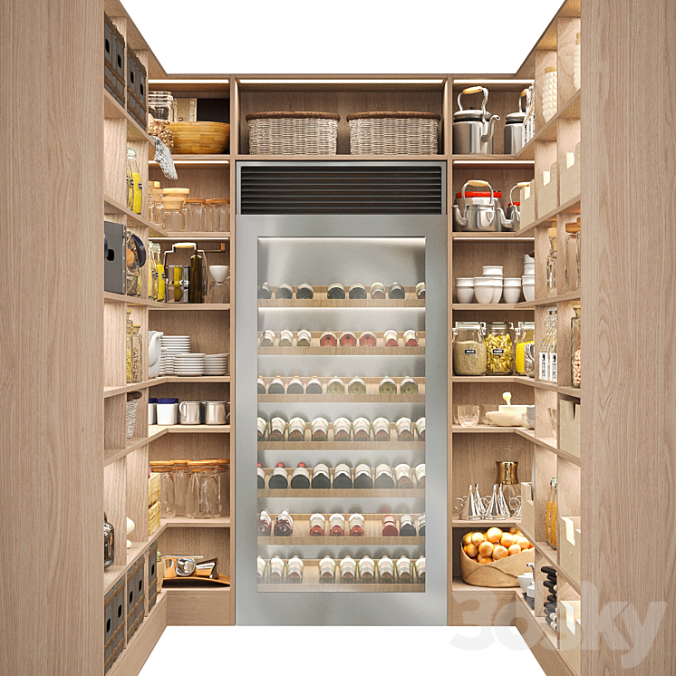 Pantry with spices kitchen utensils 3DS Max Model - thumbnail 1