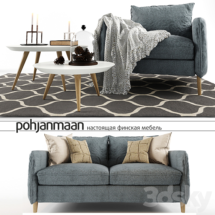 pohjanmaan sofa and decor 3DS Max - thumbnail 2