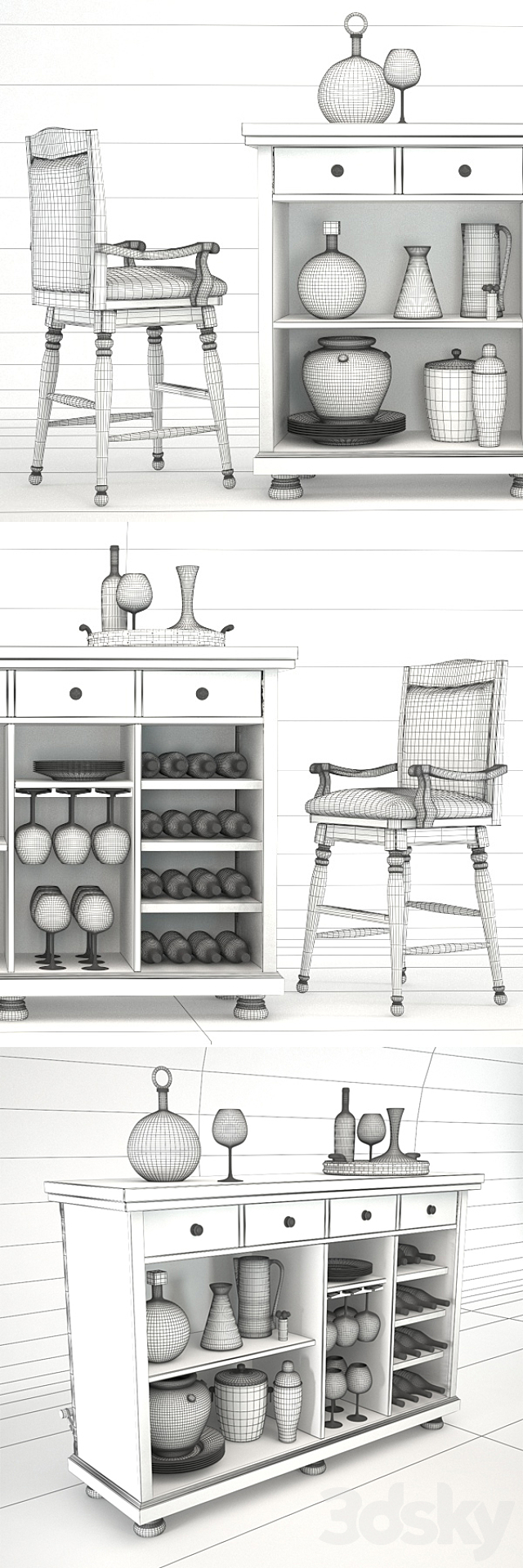 Porter Bar stand and stool 3DSMax File - thumbnail 3