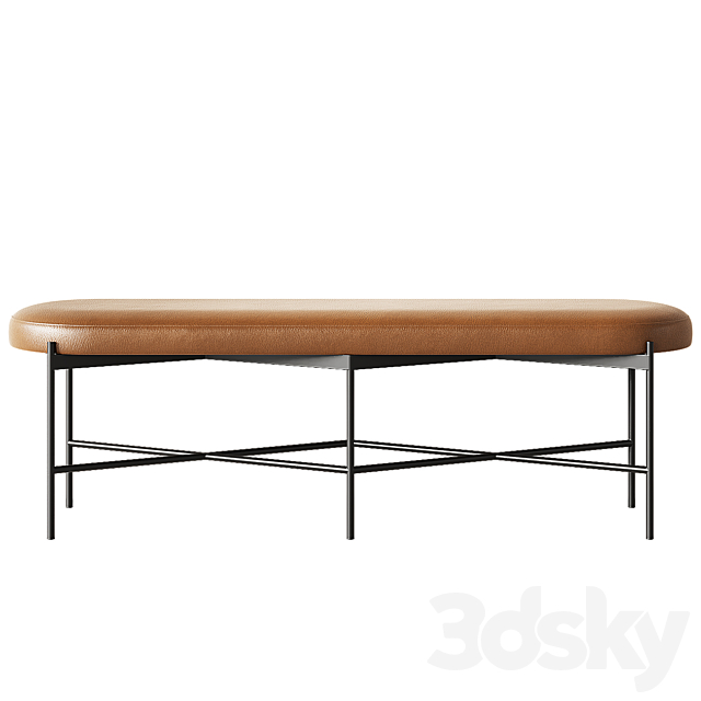 Pottery Barn Maison Leather Backless Bench 3DS Max Model - thumbnail 2