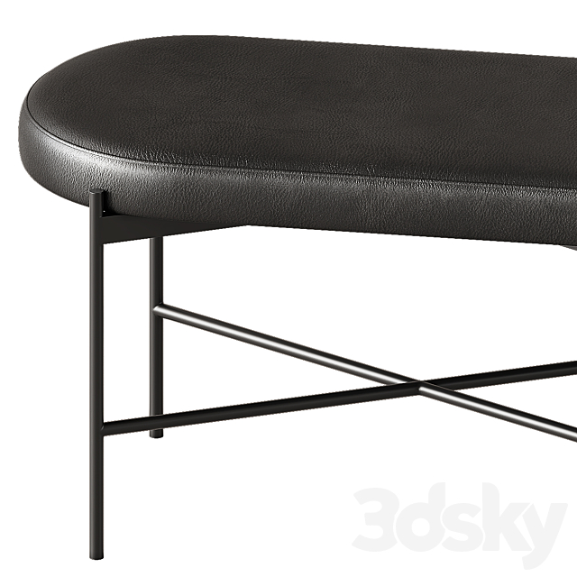 Pottery Barn Maison Leather Backless Bench 3DS Max Model - thumbnail 3