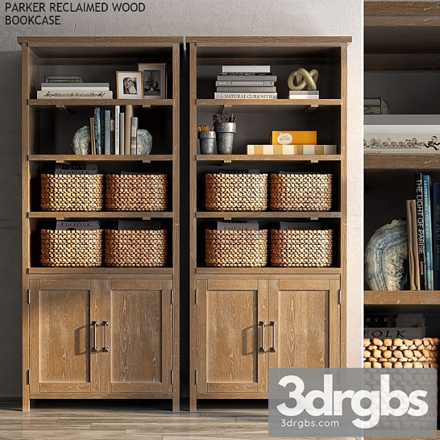 Pottery barn parker reclaimed wood bookcase 2 3dsmax Download - thumbnail 1