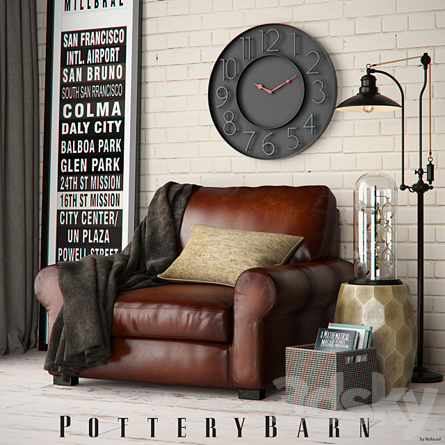 Pottery Barn Turner Roll armchair set 3DSMax File - thumbnail 1