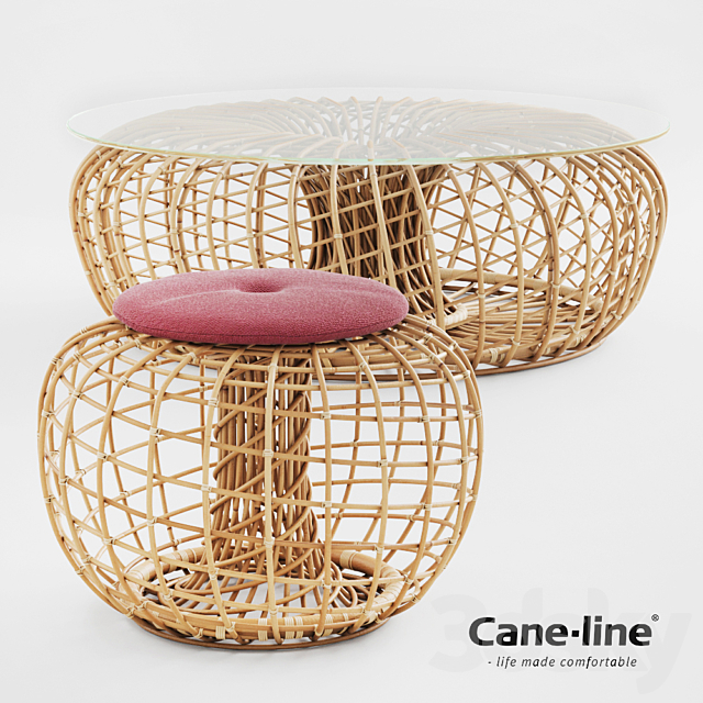 Rattan Nest – Table Bench Pouf & Footstool 3DS Max Model - thumbnail 2