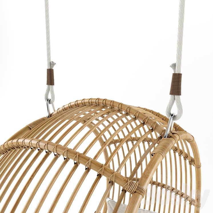 Rattan swing chair natural 3DS Max - thumbnail 2