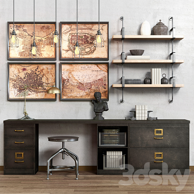 Restoration hardware cabinet decor set_vol5 3DSMax File - thumbnail 1