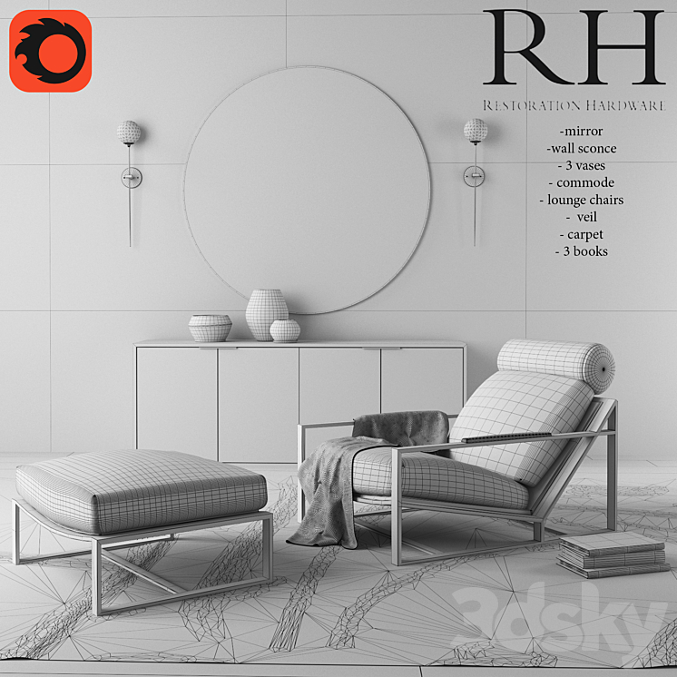 Restoration Hardware Modern 3DS Max - thumbnail 2