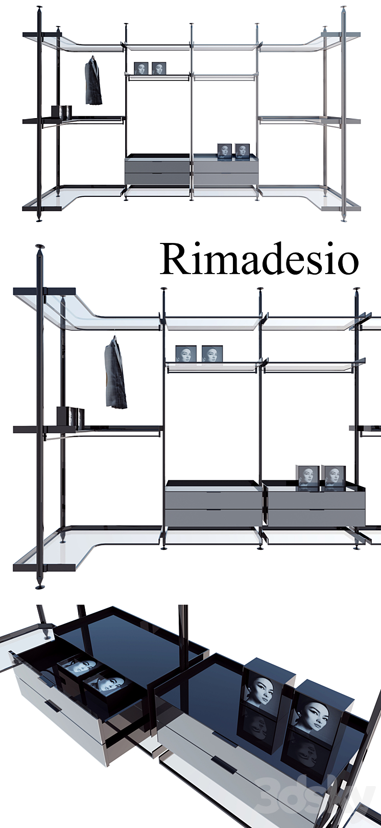 Rimadesio zenit system 02 living-rooms and walk-in closets Kitchen Wardrobe Display cabinets and storage 3DS Max - thumbnail 1