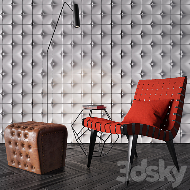 Risom chair set 3DSMax File - thumbnail 1