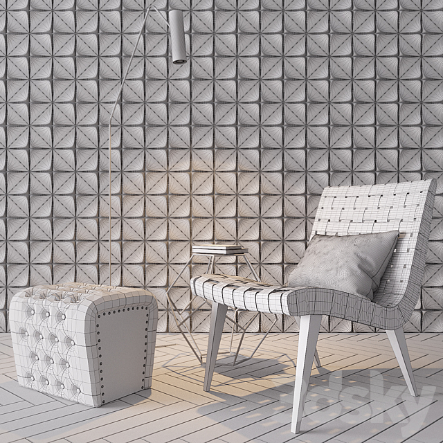 Risom chair set 3DSMax File - thumbnail 3