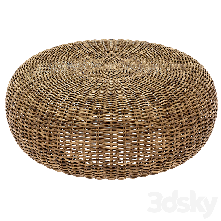 round braided rattan pouf. California 3DS Max - thumbnail 1