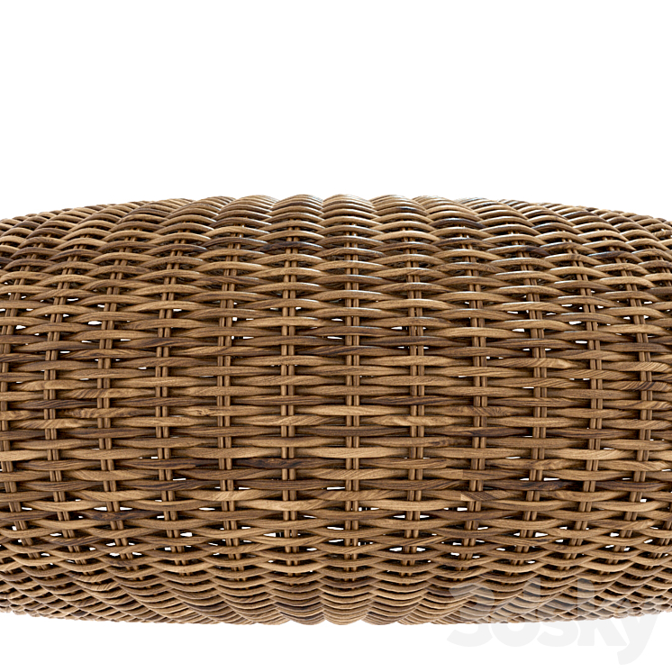 round braided rattan pouf. California 3DS Max - thumbnail 2