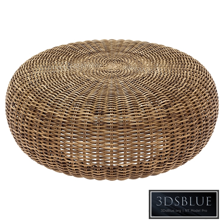 round braided rattan pouf. California 3DS Max - thumbnail 3