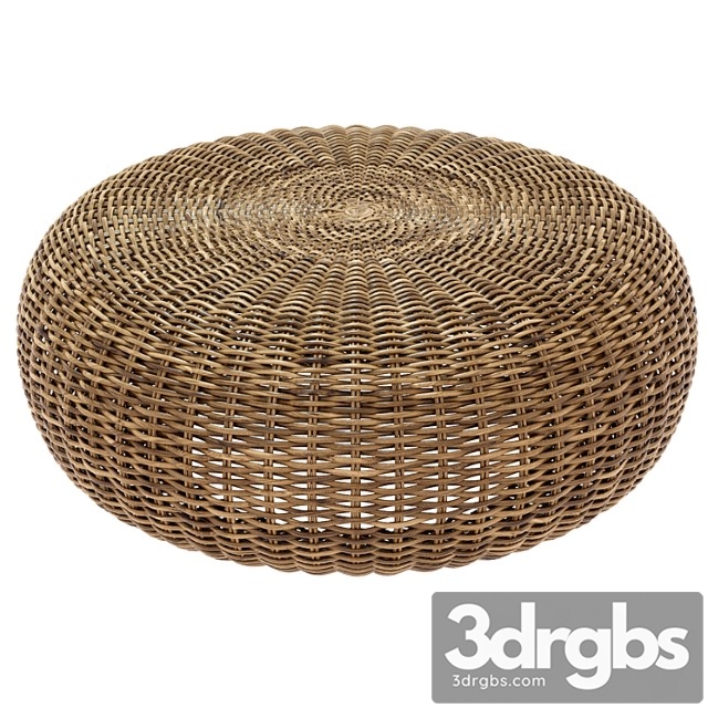 Round Braided Rattan Pouf California 3dsmax Download - thumbnail 1