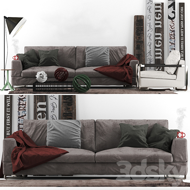 Saba Italia Sofa No Logo Basic Armchair No Logo Light 3DSMax File - thumbnail 1