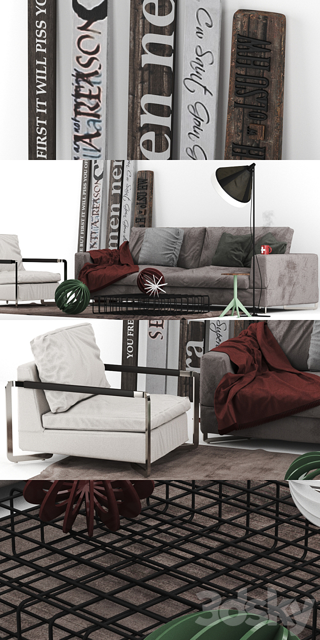 Saba Italia Sofa No Logo Basic Armchair No Logo Light 3DSMax File - thumbnail 2