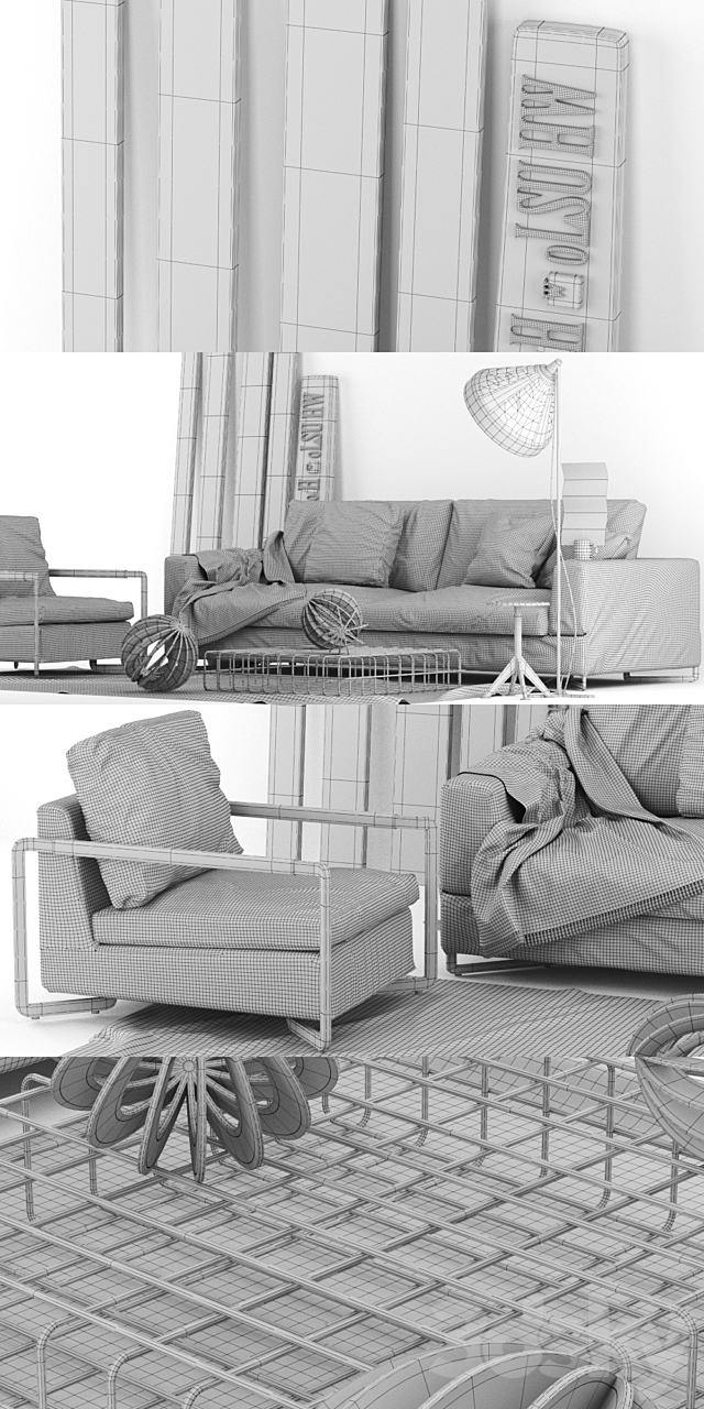 Saba Italia Sofa No Logo Basic Armchair No Logo Light 3DSMax File - thumbnail 3