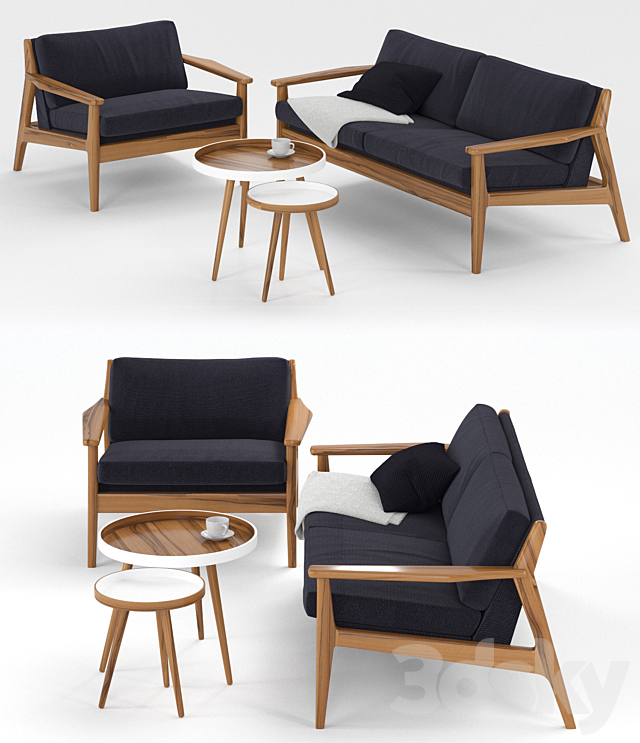 Scandinavian sofa and chair 3DSMax File - thumbnail 2