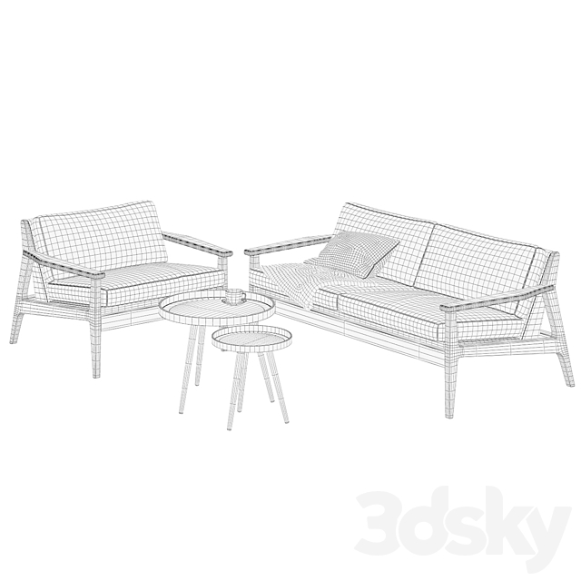 Scandinavian sofa and chair 3DSMax File - thumbnail 3