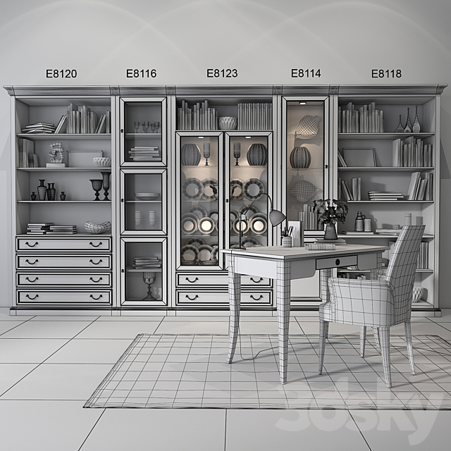 Selva bookcase Mirabeau set sections01 3DSMax File - thumbnail 2