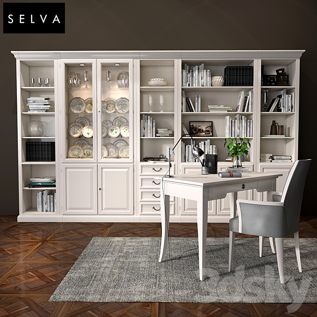 Selva bookcase Mirabeau set sections02 3DSMax File - thumbnail 1