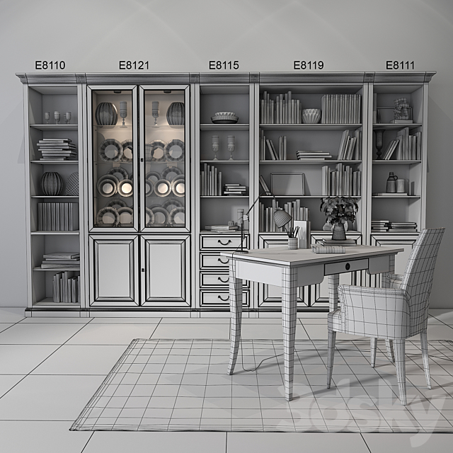 Selva bookcase Mirabeau set sections02 3DSMax File - thumbnail 2