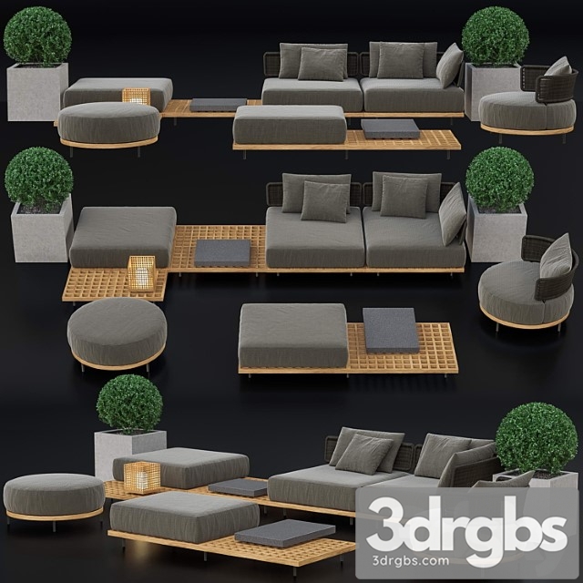 Set of minotti quadrado furniture 2 3dsmax Download - thumbnail 1