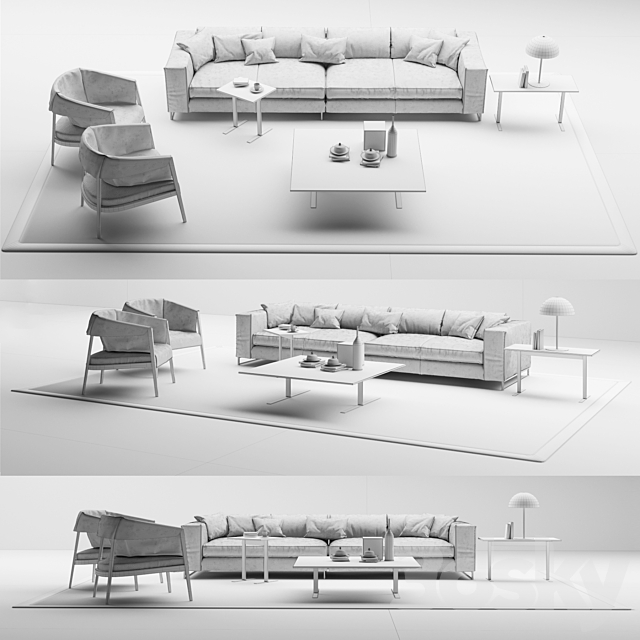 Set Vittoria Frigerio Sofa Davis Out 3DSMax File - thumbnail 3